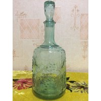 Karaffe, Dickes Glas, Vase, Zum Servieren, Vintage, Aus Der Udssr, 1950, Hellgrün, Für Wasser, Farbiges 2 Liter, Weintraube von Knittingfashionstyle