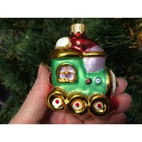 Weihnachtsbaumspielzeug, Weihnachtsdekoration, Märchen, Handbemalt, Glasfigur, Ornament, Dampflok, Haus, Glas, Weihnachtsbaum, Sammlung von Knittingfashionstyle