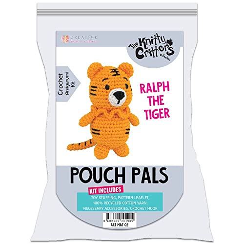 Knitty Critters The Knitter Critters – Pouch Pals – Ralph der Tiger, 20 x 10 x 9 cm, 80 g von Knitty Critters