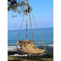 Seil Gewebt Hängesessel, Moderner Handgefertigter Schaukelstuhl, Outdoor Stuhl, Lounger, Sonnenbett von KnittyFair