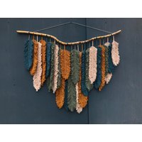 Makramee Federn, Boho Kopfteil, Wohnheim Dekor, Weben Wandbehang, Großer Wandteppich, Schlafzimmer Wanddekor, Wohnzimmer Dekor von KnitushkiStore