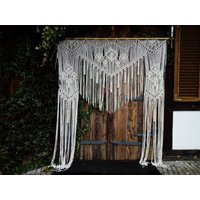 Extra Großer Makramee-Hochzeitshintergrund, Boho Photo Zone-Vorhang von KnitushkiStore