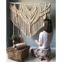 Wandbehang Makramee, Extra Große Makramee-Wandbehang, Makramee-Wandkunst, Hängende Wanddekoration, Wandkunst, Boho-Wanddekor von KnitushkiStore