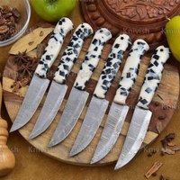 Steakmesser Set 6 Stück Damaststahl Messer Grillsteakmesser Geburtstagsgeschenke Trauzeuge Geschenke Unisex Muttertagsgeschenk Arbeitstag Steakmesser Set 6 Stück Damaststahl Messer Grillsteakmesser Geburtstagsgeschenke Trauzeuge Geschenke Unisex Muttertagsgeschenk Arbeitstag von Knivish