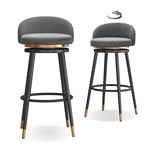 Knjlwa 2er Set Barstuhl, 360° drehbar Barhocker, Tresenhocker Bistrohocker Hocker mit Lehne und Fußstütze aus Samt Küchenstuhl mit Schwarz Metallgestell sitzhöhe 65 cm Grey Sitz Knjlwa 2er Set Barstuhl, 360° drehbar Barhocker, Tresenhocker Bistrohocker Hocker mit Lehne und Fußstütze aus Samt Küchenstuhl mit Schwarz Metallgestell sitzhöhe 65 cm Grey Sitz von Knjlwa