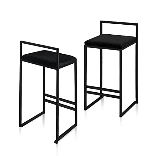 Knjlwa Set mit 2 Frühstücks-Küchenthekenhockern mit Rückenlehne und Metallbeinen, Esszimmer-Barhockern, Barhockern für Zuhause von Knjlwa