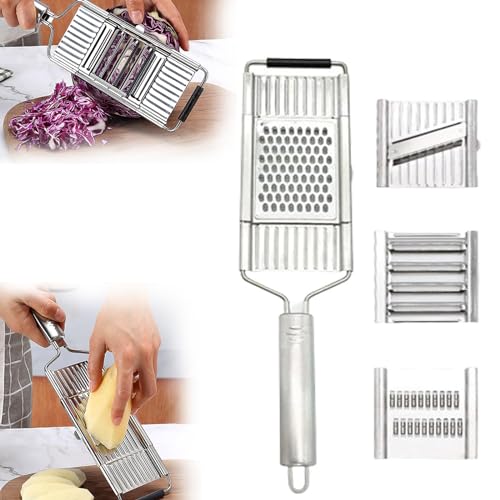 Coptionruise Multipurpose Vegetable Cutter, Multi Purpose 4 in 1 Multipurpose Vegetable Slicer, Kitchen Tool Shredders Cutters Grater, Vegetable Fruits Scrape (4in1) von KnoRRS