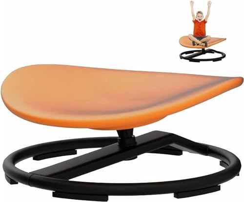 KnoRRs Autistic Kinderdrehstuhl, Karussell, sensorischer Stuhl, Körperkoordination, Metallsockel, rutschfeste Sicherheit (Farbe: Orange) von KnoRRs