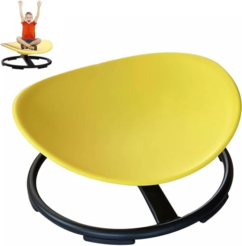 KnoRRs Autistischer Kinderdrehstuhl, Karussell, sensorischer Stuhl, Körperkoordination, Metallsockel, rutschfeste Sicherheit (Farbe: Gelb) von KnoRRs