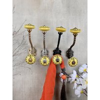 Gelb Keramik Wand Kleiderbügel Vintage Kleider - & Badehaken Metall Möbelbeschläge Dekorative Aufhänger von Knobco