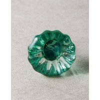 Grüner Glaswaren Blumenknopf Vintage Küchenschrank Griff von Knobco