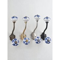 Handgefertigte Blaue Keramik Wandhaken Weiß Und Blau Blatt Kleiderbügel Metall Möbel & Bad Dekorativen Haken Handgefertigte Blaue Keramik Wandhaken Weiß Und Blau Blatt Kleiderbügel Metall Möbel & Bad Dekorativen Haken von Knobco