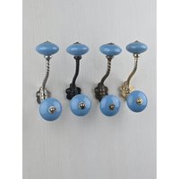 Handgefertigte Keramik Wandhaken | Vintage Metall Kleiderbügel Dekorative Möbel - & Badhaken Blaue Innendekoration Handgefertigte Keramik Wandhaken | Vintage Metall Kleiderbügel Dekorative Möbel - & Badhaken Blaue Innendekoration von Knobco