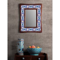 Handgemachte Blau Und Weiß Design Dekorative Wandbehang Keramikfliesen Spiegel von Knobco