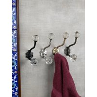 Klarglas Dekorative Handgefertigte Wandhänger | Vintage Wandhaken Kleiderhaken |Metallwandhaken |Möbelbeschläge Badhaken von Knobco