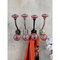 Rosa Uhr Thema Handgemachte Keramik Wand Aufhänger | Vintage Wandhänger Kleiderbügel |Metall-Wandaufhänger |Möbel-Hardware-Aufhänger Badehaken von Knobco