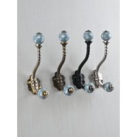 Türkise Polka Dot Handgemachte Keramik Wandhaken Metall Badezimmer & Möbel Hardware Kleiderbügel von Knobco