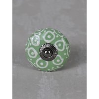 Weiß Geprägtes Design Mit Grüner Basis Keramik Küchen Schubladenknopf Set, Schrankgriff Für Badezimmer Und Küchenschränke, Inklusive Schrauben von Knobco