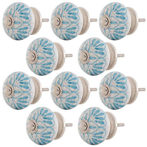 Knober 10 X Möbelknopf krakeliert Blau handbemalt | Montur aus Edestahl silber| Möbelknöpfe 40mm Knauf | SAFRA Serie Knober 10 X Möbelknopf krakeliert Blau handbemalt | Montur aus Edestahl silber| Möbelknöpfe 40mm Knauf | SAFRA Serie von Knober