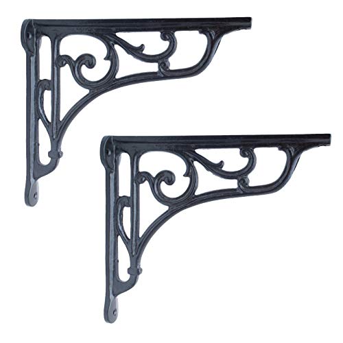 Knober 2 Regalhalter Paar Antik schwarz Gußeisen Wandhalter Regalträger Wandwinkel (GUS13 schwarz) von Knober