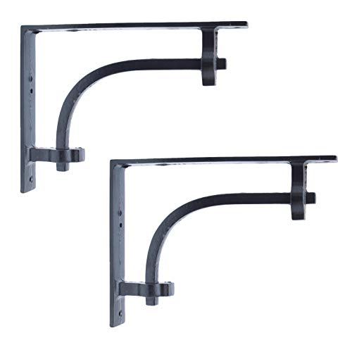 Knober 2 Regalhalter Paar Antik schwarz Gußeisen Wandhalter Regalträger Wandwinkel (GUS15 schwarz) von Knober