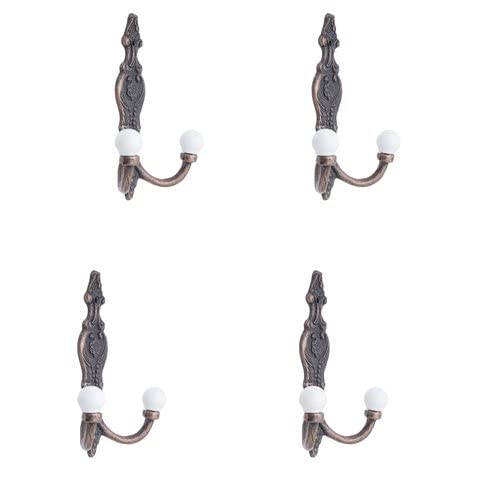 Knober 4 X Doppelhaken | Gardrobenhaken | Kleiderhaken | Vintage Stil Eisen | Antik Look | schwarze Keramikkugeln Knober 4 X Doppelhaken | Gardrobenhaken | Kleiderhaken | Vintage Stil Eisen | Antik Look | schwarze Keramikkugeln von Knober