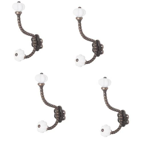 Knober 4 X Doppelhaken | Gardrobenhaken | Kleiderhaken | Vintage Stil Eisen | Antik | Weisse Kermikkugeln Knober 4 X Doppelhaken | Gardrobenhaken | Kleiderhaken | Vintage Stil Eisen | Antik | Weisse Kermikkugeln von Knober