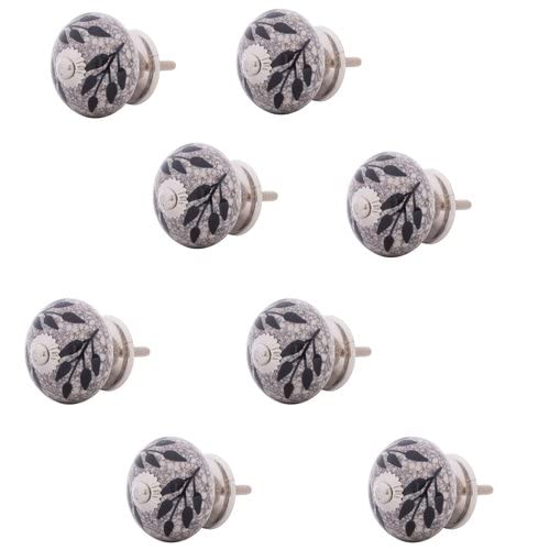 Knober 8 X Möbelknopf Keramik | Beach Serie Handbemalt | Silber Montur | Handbemalt | Gasiert | Strand- Landhaus | Krakeliert | Marmor von Knober