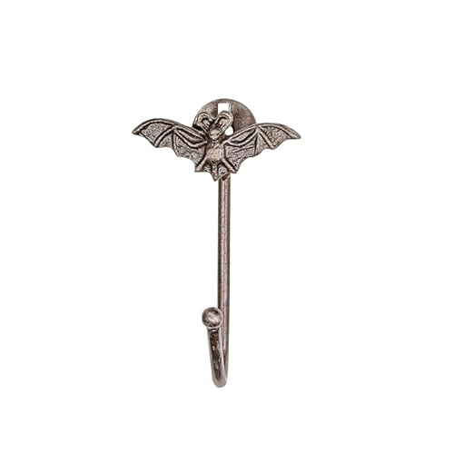Knober Tierische Wandhaken –stabile Tierkopf-Haken für Wand & Vorhang – Vintage Look – vielseitig als Garderobenhaken oder Vorhanghalter nutzbar - Fledermaus von Knober