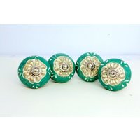 Seafoam Und Weiß Rund Form Handbemalte Keramik Knauf, Dekorative Schubladengriff Seafoam Und Weiß Rund Form Handbemalte Keramik Knauf, Dekorative Schubladengriff von Knobking