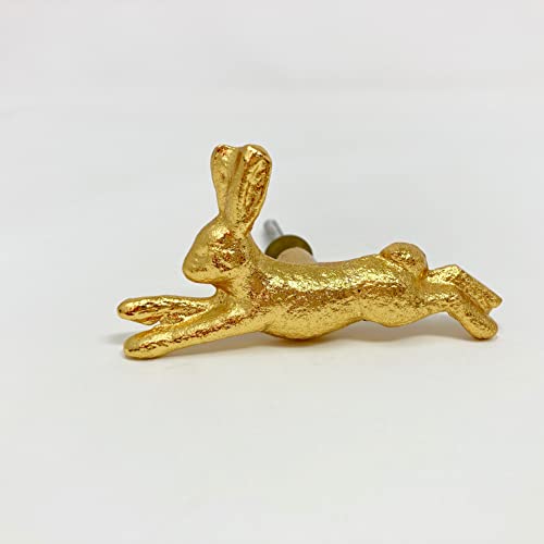 Hellgoldene Schubladenknöpfe Tierkommode Schubladenknöpfe (11. Laufender Hase) von Knobs By Blossom