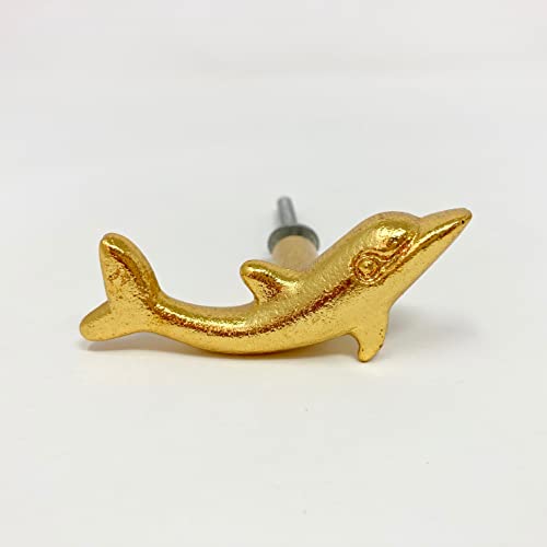 Hellgoldene Schubladenknöpfe Tierkommode Schubladenknöpfe (12. Delfin) von Knobs By Blossom