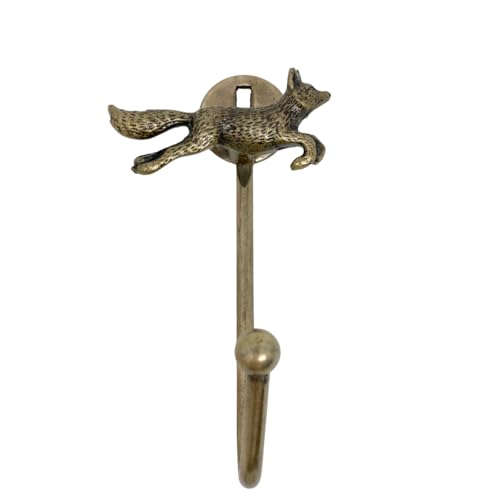 Knobs By Blossom Vintage Antik Messing Eisen Wandhaken Raffhalter Bronze Handmade Metall Tier Haken (1. Running Fox) von Knobs By Blossom