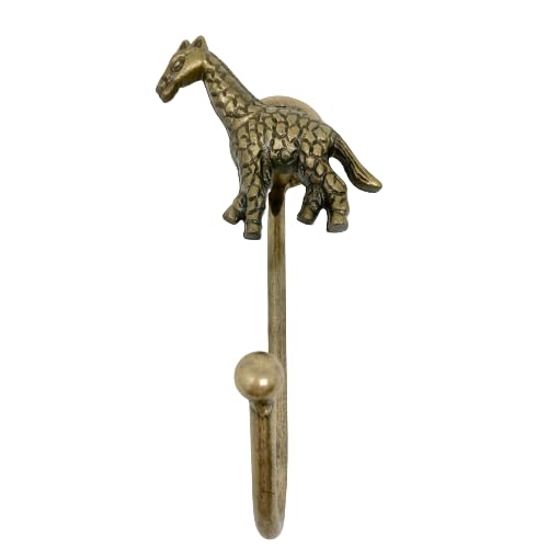 Knobs By Blossom Vintage Antik Messing Eisen Wandhaken Raffhalter Bronze Handmade Metall Tier Haken (17. Giraffe) von Knobs By Blossom