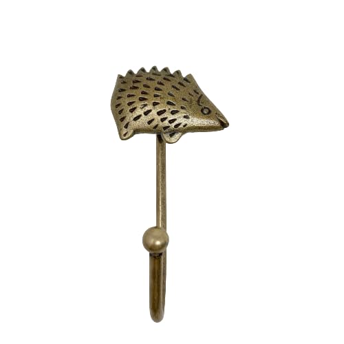 Knobs By Blossom Vintage Antik Messing Eisen Wandhaken Raffhalter Bronze Handmade Metall Tier Haken (20. Igel) von Knobs By Blossom