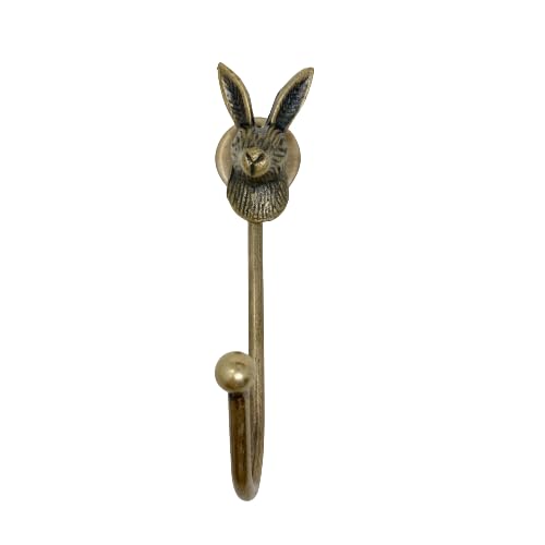 Knobs By Blossom Vintage Antik Messing Eisen Wandhaken Raffhalter Bronze handgefertigt Metall Tier Haken (10. Hase) von Knobs By Blossom