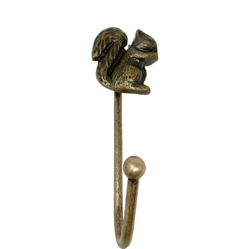 Knobs By Blossom Vintage Antik Messing Eisen Wandhaken Raffhalter Bronze Handmade Metall Tier Haken (16. Eichhörnchen) von Knobs By Blossom