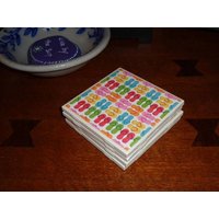 Handgemachte Fliesenuntersetzer, Flip-Flop-Muster, 4Er-Set von KnobsForJobs