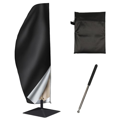 Sonnenschirm Schutzhülle, Ampelschirm Schutzhülle 2 bis 4 M, Sonnenschirm-/Garten-/Balkonschirm-Schutzhülle, Wasserdichter Polyester, UV-Beständig (Schwarz, 265 x 40/70/50 cm) von Knocery