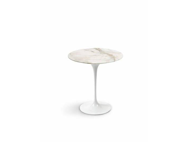 Beistelltisch Saarinen Tulip Knoll International Platte Marmor Arabescato weiß, Designer Eero Saarinen, 52 cm von Knoll-International