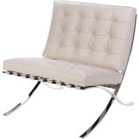 Knoll - Barcelona Relax Sessel, Chrom / Leder elfenbein Venezia von Knoll International