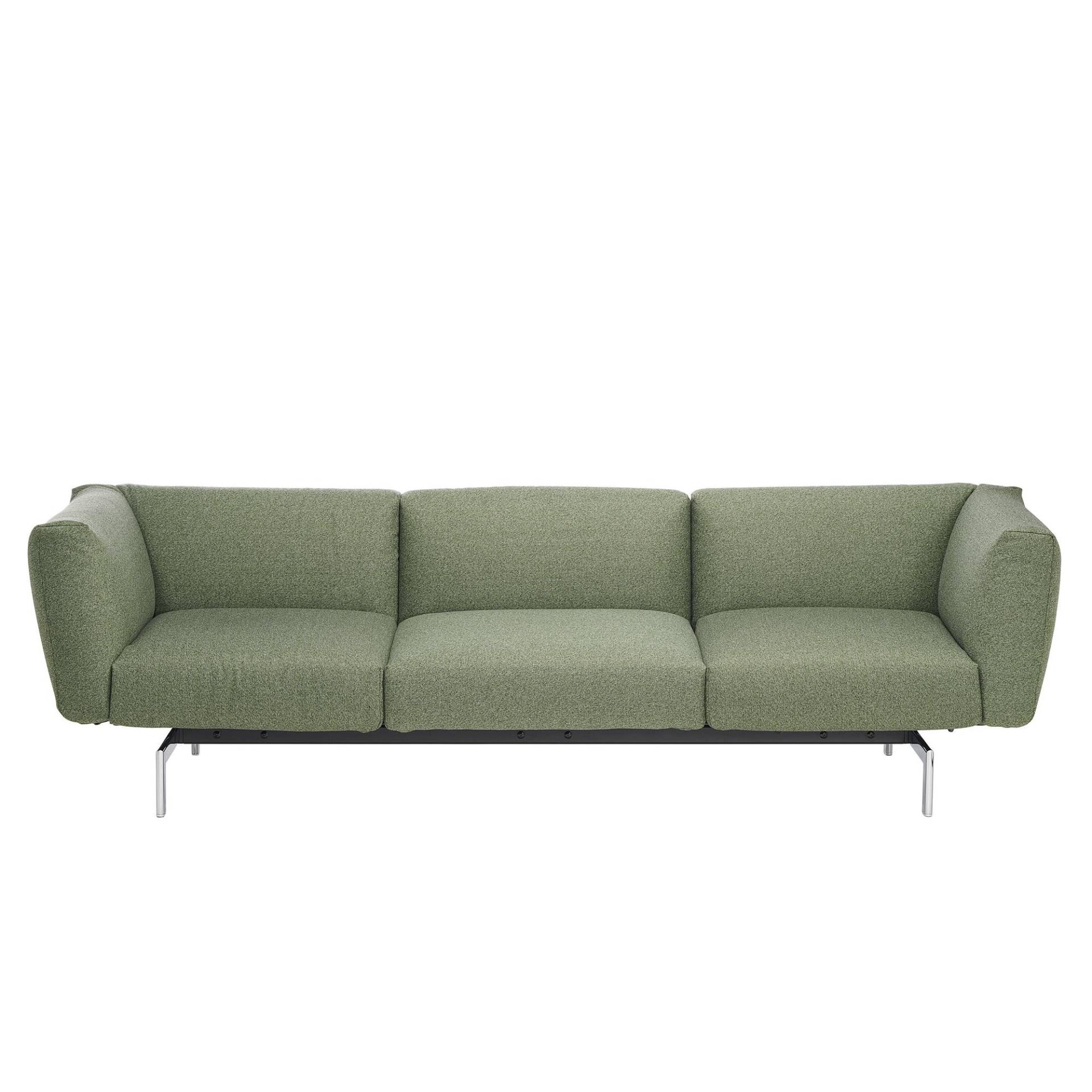 Knoll International - Avio 3-Sitzer Sofa - grün/Stoff Gentil Green 42GN/BxHxT 247x72x85cm/Linksdrehender Mechanismus/Gestell chrom von Knoll International
