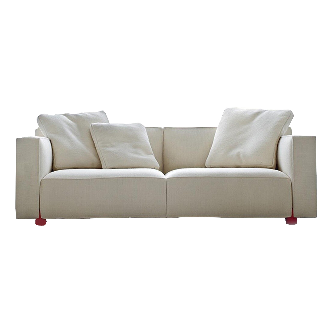 Knoll International - Barber & Osgerby 2-Sitzer Sofa - elfenbein/Stoff Cato H80012/Füße rot von Knoll International