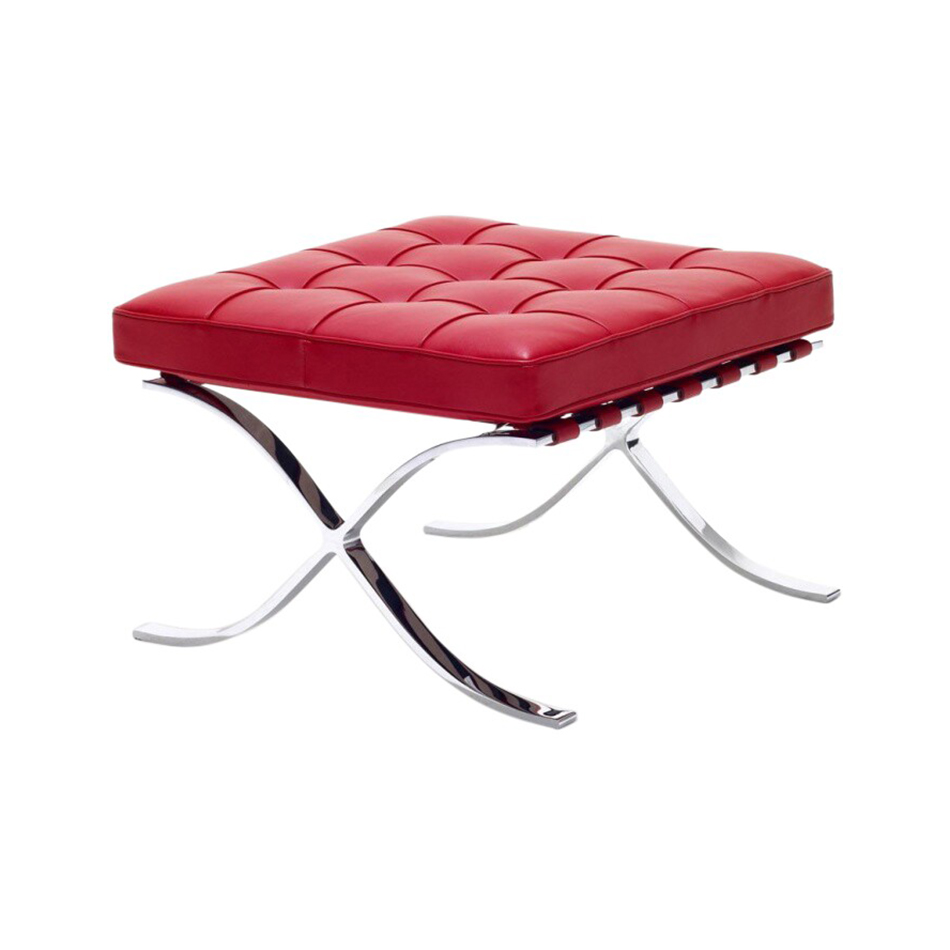 Knoll International - Barcelona® Hocker - rot/Leder Andes Gaucho von Knoll International