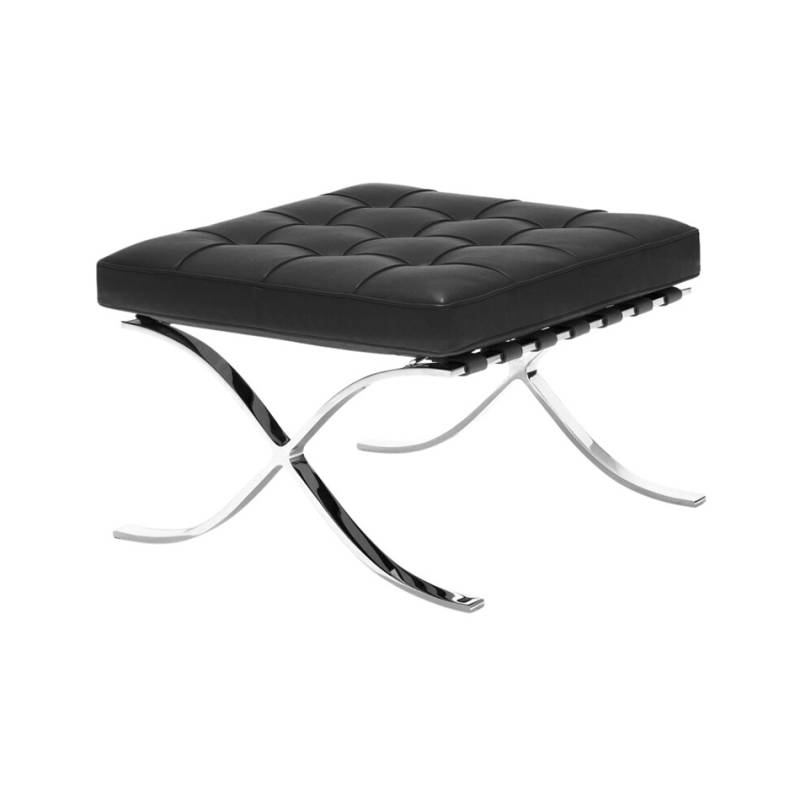 Knoll International - Barcelona® Hocker - schwarz/Leder Velluto Pelle von Knoll International