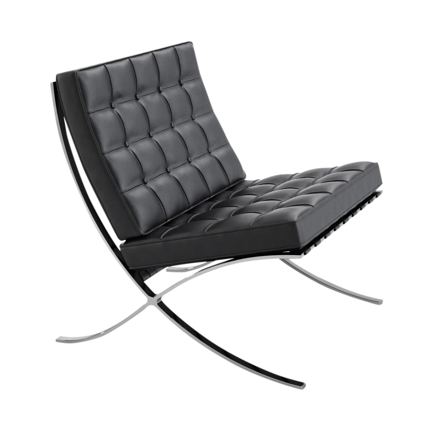 Knoll International - Barcelona® Sessel - schwarz/Gestell chrom/Leder Velluto Pelle von Knoll International