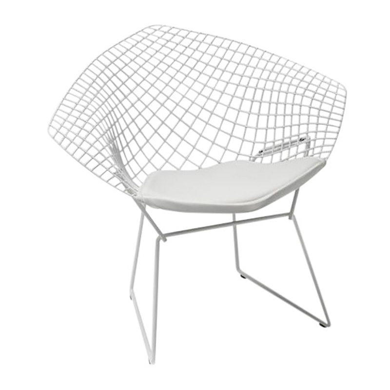 Knoll International - Bertoia Diamond Sessel - weiß/Rilsan Schutzbeschichtung/mit Sitzkissen Vinyl weiß von Knoll International