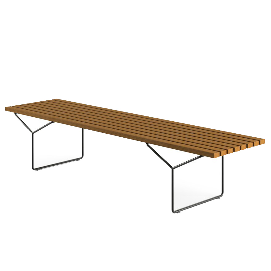 Knoll International - Bertoia Gartenbank 183cm - Teak/Gestell schwarz von Knoll International