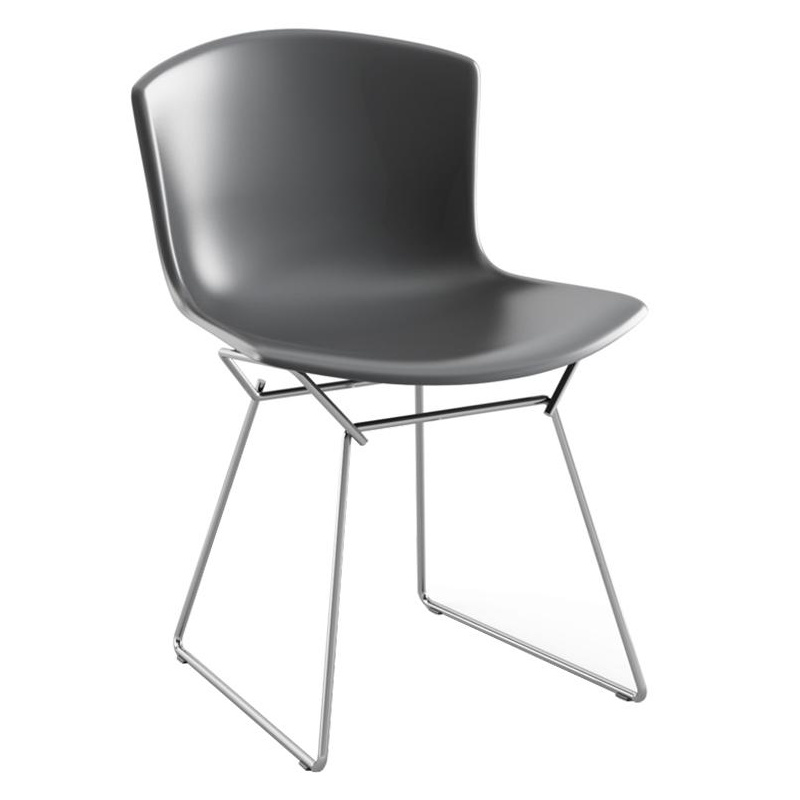 Knoll International - Bertoia Plastic Stuhl Gestell verchromt - mittelgrau/BxHxT 52,3x77x54,6cm/Kunststoffgleiter/Gestell Stahl verchromt von Knoll International