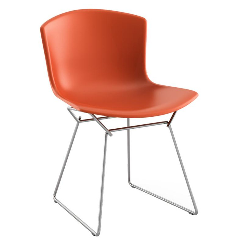 Knoll International - Bertoia Plastic Stuhl Gestell verchromt - orange rot/BxHxT 52,3x77x54,6cm/Kunststoffgleiter/Gestell Stahl verchromt von Knoll International